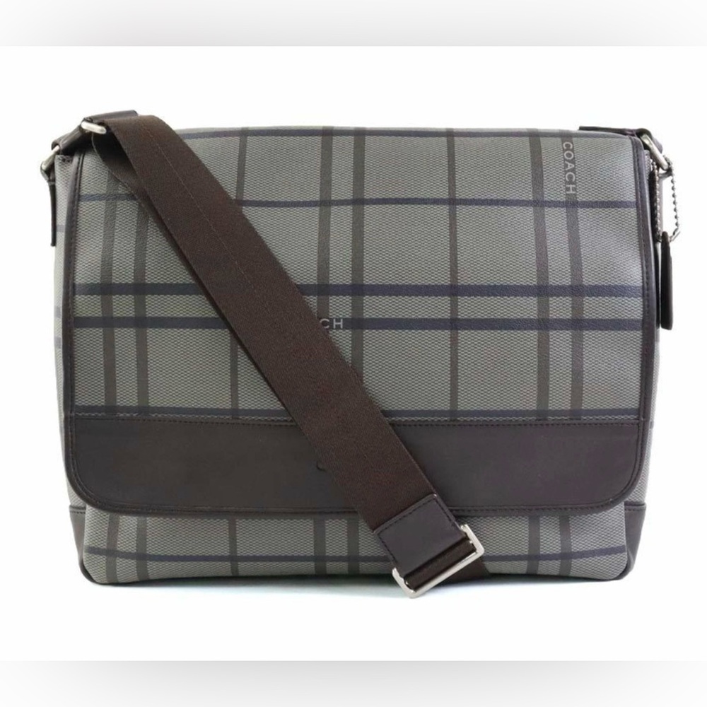 Coach Tattersall Plaid Coated Canvas Messenger Bag
